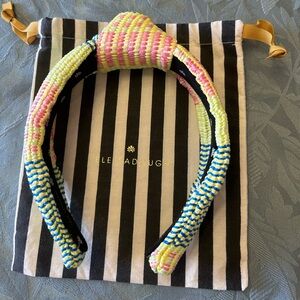 LELE SADOUGHI | Mixed Raffia Knotted Headband, Taffy Rainbow NEW